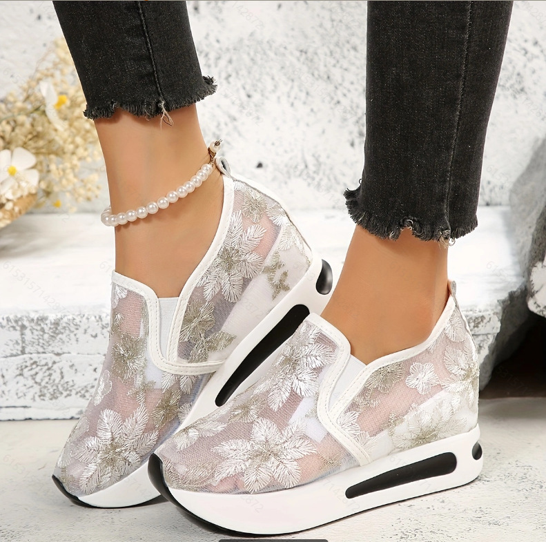 Running Gear For Women - Chaussures plates en dentelle à plateforme